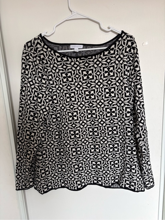 Charter Club Tops - Charter Club women's Sweater Black White geometric size XL
